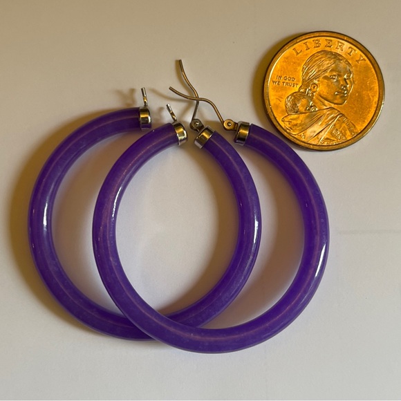 Lavender Jade Hoop Earrings with Sterling Silver Clasps